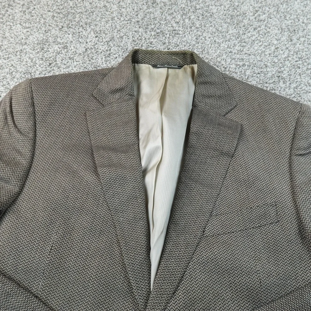 Jack Victor Blazer Mens 42 Brown Herringbone Bamboo Sport Coat Suit Jacket Top